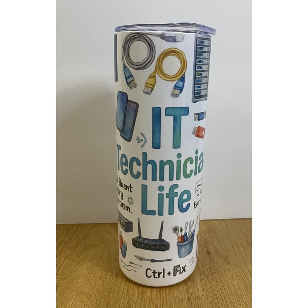 I.T. Technician Life Travel Tumbler 20oz Stainless Steel Insulated w Lid Coffee